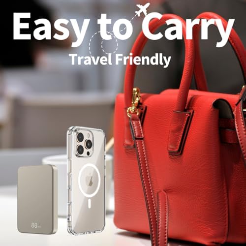 SU Flow+ 10000 m Ah Magnetic Power Bank – 4-in-1 Charger with Built-in Lightning & Type-C Cables, Mag Safe Compatible for i Phone 12-16, Wireless Charging for Apple Watch & Air Pods – Superior Portability & Fast Charging Solution for Samsung and Pixel Devices
