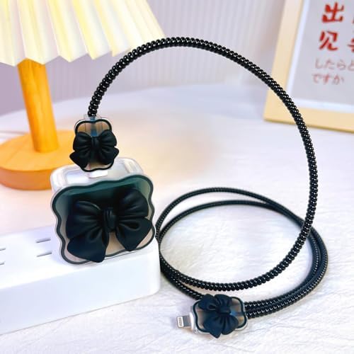 Adorable 3 D Cartoon Charger Protectors – Kitty & Bear Pack of 2 for i Phone 11, 12, 13, 14 Pro Max – Cute Silicone Cable Sleeves for Enhanced Durability & Style – Protect Your Charging Heads from Damage & Dust with Kawaii Designs – Compatible with 18 W & 20 W i Phone Chargers – Lightweight & Portable Charging Accessories for Everyday Use