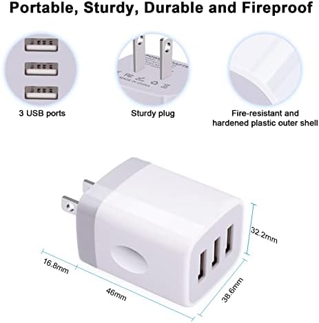 Power Up Your Devices with the Ultimate 18 W USB Wall Charger Adapter – Fast Charging Multi-Port Cube for i Phone 6-16, i Pads & Samsung Smartphones – Compact & Portable Charging Solution for Home and Travel – Reliable 3-Ports Charger Block with Enhanced Circuitry for Maximum Safety and Efficiency