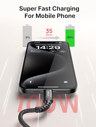 JSAUX Versatile 3-Pack USB C to USB C Cable Set – 100 W Fast Charging (10 ft, 6.6 ft, 3.3 ft) for Nintendo Switch, i Phone 16/15 Pro Max, Samsung Galaxy S25/S24, i Pad Pro – Durable, High-Speed Type C Charger Cables in Sleek Black Design for Ultimate Compatibility and Convenience