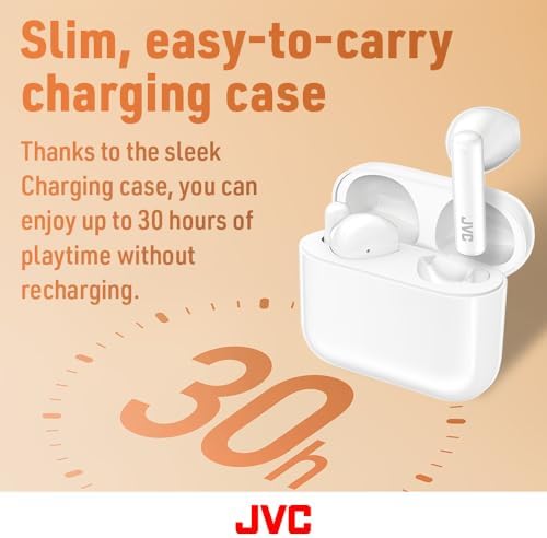 JVC HAA4 TB True Wireless Bluetooth 5.1 Earbuds – Lightweight Design with Enhanced 12 mm Audio Drivers for Superior Sound Quality, IPX4 Waterproof for Active Use, and Up to 30 Hours Playtime – Ideal for Music and Calls on the Go