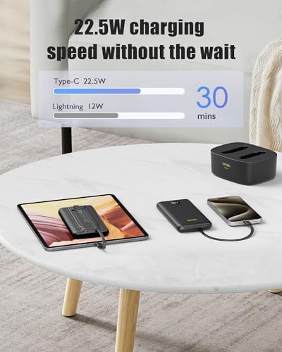 Dual Portable Charger Set – 10,000 m Ah Power Banks for Fast Charging, Includes Cords for i Phone, Galaxy S24/S23, Pixel & More – Perfect for Sharing & Travel Convenience with 15 W Quick Charge Technology