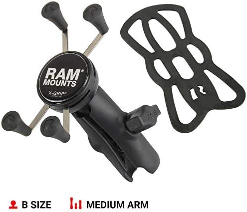 Universal RAM Mounts X-Grip Phone Holder – Secure, Durable Cradle with 360-Degree Rotation for RAM B Size 1″ Ball – Perfect for Cars, Bicycles & Hands-Free Access