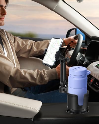 Versatile 2-in-1 Adjustable Cup Phone Holder for Cars – Secure Universal Mount for Large Smartphones and Drink Bottles, Engineered for No-Shake Stability During Hands-Free Driving in Trucks and SUVs, Optimal Compatibility for All Mobile Devices