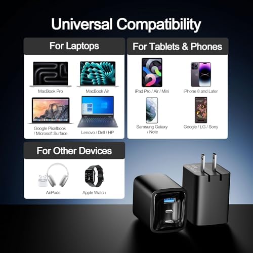 Ultra-Compact 70 W USB-C Fast Charger Block – 3-Port Charging Hub for Mac Book, i Pad, i Phone & Galaxy Devices – 45 W PPS Technology, Foldable Design for Travel, High Efficiency & Device Safety – Perfect for Charging Multiple Devices Simultaneously