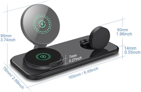 Dual Wireless Charging Station for Mag-Safe: 15 W Fast Charger Pad for i Phone 16/15/14/13/12/Pro/Max, Air Pods & Apple Watch Series 10/9/8/7/6/SE/5/4/3/Ultra 2 – Sleek Design with Enhanced Safety Features and Efficient Device Alignment