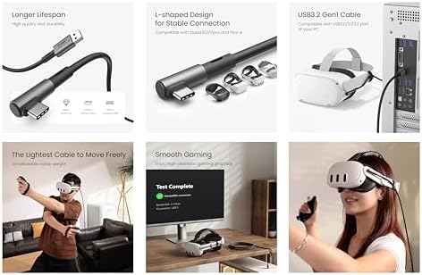 Unleash Your VR Potential with the KIWI Design 16 FT Link Cable for Oculus Quest 3 – High-Speed USB 3.0, 5 Gbps Data Transfer, Durable Build for Seamless Gameplay and Ultimate Freedom of Movement