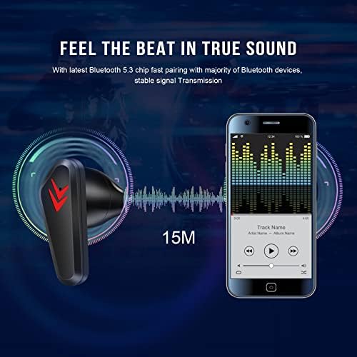 Premium Gaming and Music Wireless Bluetooth Earbuds – IPX7 Waterproof TWS with Noise Cancelling, Low Latency V5.0 Connectivity, Ergonomic Comfort for Ultimate Audio Experience – Ideal for Gamers and Active Lifestyles