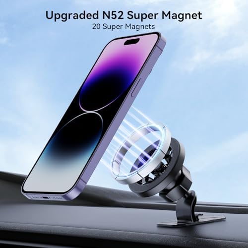Mag Safe Car Mount: Premium Magnetic Phone Holder for Hands-Free Driving – Compatible with i Phone 15, 14, 13 Pro Max, Pro, Mini & All Smartphones – Strong Magnet Design for Secure Vent & Dashboard Installation – Elevate Safety and Style on the Road
