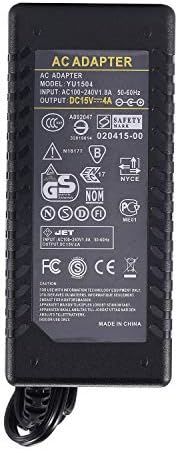 High-Performance COOLM 15 V 4 A Power Supply Adapter – Versatile AC to DC Converter for Optimal Device Compatibility – Perfect Replacement for 15 V 3.5 A, 3 A, and 2.5 A Models with 5.5 x 2.5 mm Connector – Compact & Durable Charger for Laptops, LED Lights, and More – Reliable Energy Solution for Your Electronics Needs