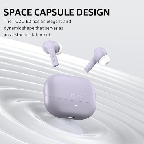 TOZO E2 Wireless Earbuds – Unmatched Sound Clarity with 32 Custom EQ Settings, Smart AI Noise Cancellation for Clear Calls, Enduring 30-Hour Battery Life, Next-Gen Bluetooth 5.3 for Rapid Connectivity, Comfort-Focused Ergonomic Design – Ideal for Music Enthusiasts and Professionals on the Move