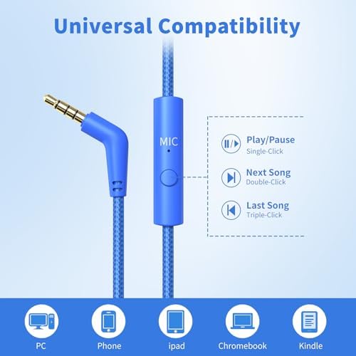 Versatile Over-Ear Wired Headphones with Integrated Microphone – Premium Sound Experience with Foldable Design and 4.9 ft Tangle-Free Nylon Cord – Perfect for Travel, Daily Use, and Multimedia Engagement (Black)