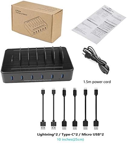 Ultimate 100 W USB C Multi-Device Charging Station: Fast Charge 4 PD & 2 USB Ports for Apple i Phone, i Pad, Android Phones & Tablets | Compact Desktop Organizer with Advanced Safety Features for Home & Office Use