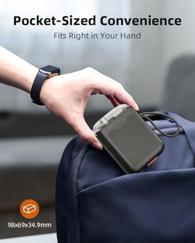 Compact 30 W Retractable USB-C Power Bank with Fast Charging – Sleek Dual Charging Battery Pack for i Phone 15, Android Devices & Laptops – Integrated 60 cm Cable & LCD Display for Ultimate On-the-Go Power Solutions