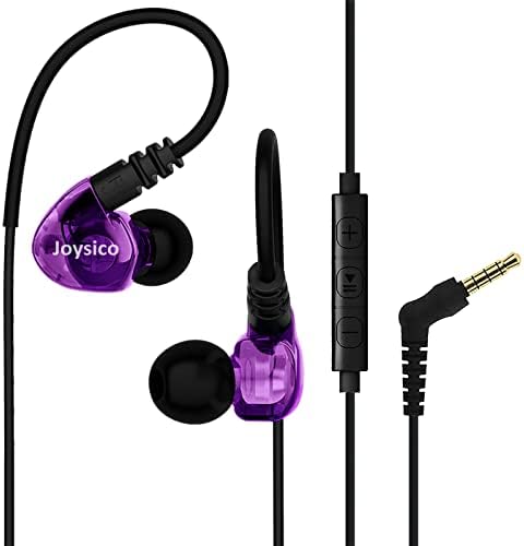 Lightweight Purple Sport Earbuds for Small Ears: Noise-Isolating, Comfortable Fit with Earhooks for Kids and Women, Perfect for Running and Workouts, Hands-Free Mic and Volume Control for Seamless Connectivity
