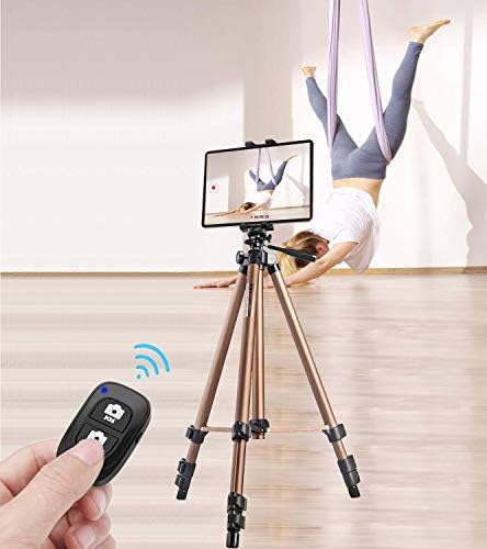 Universal Tablet Tripod Mount with Bluetooth Remote – 360-Degree Rotating Clamp Holder for i Pad Pro, Air, Mini, Surface, Galaxy Tab, and 3.5 to 13.5 Inch Devices – Perfect for Hands-Free Viewing and Content Creation on the Go