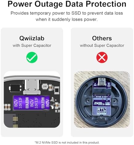 Qwiizlab Magnetic NVMe SSD Enclosure for i Phone 16/15 Pro Max – 10 Gbps USB Type-C Adapter with Kickstand, Supports PCIe M.2 M-Key up to 2 TB, Durable Aluminum Case with 100 W PD Charging Capability – Ultimate Storage Solution for Creatives and Professionals