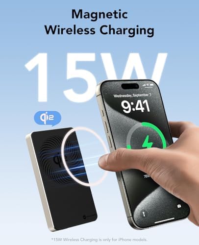 Ultra-Slim 8000 m Ah Mag Safe Battery Pack – Qi2 Certified 15 W Fast Charging Portable Charger for i Phone 16/15/14/13/12 – Comfortable Grip, Skin-Friendly Design in Desert Gold – Enhanced Compatibility with 20 W USB-C Port and Intelligent Temperature Control for Safety