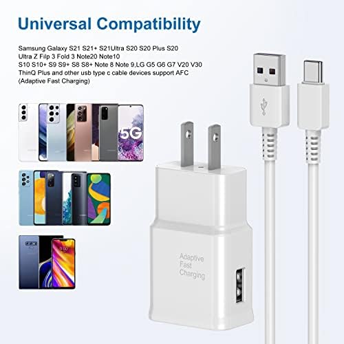 Ultra-Fast Type C Charger Duo: 2-Pack USB-C Wall Charger Blocks with 3 ft Charge Cables for Rapid Power Supply to Samsung Galaxy S8/S9/S10 Series, Note 8/9/10, Google Pixel 3 and More – Optimal Performance and Versatility for Android Devices