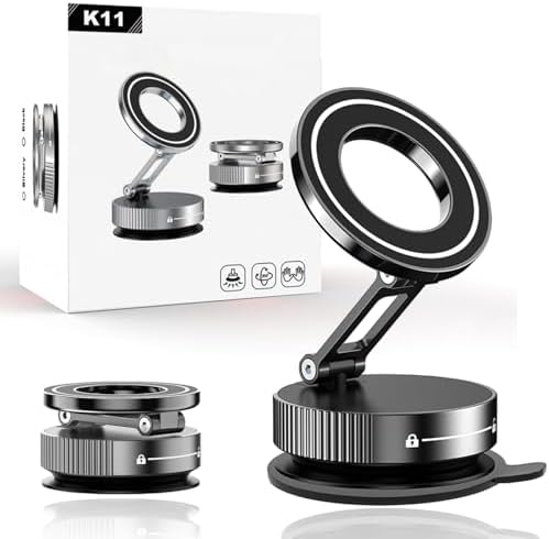 Nixiveofficial Magnetic Phone Holder, 360° Rotating Magnetic with Suction Cup Base. 2025 Upgraded Mechanical All-Alloy Material Foldable Portable Nixie Phone Holder for Car Without Charging(1) – Enhanced Compatibility and Speed