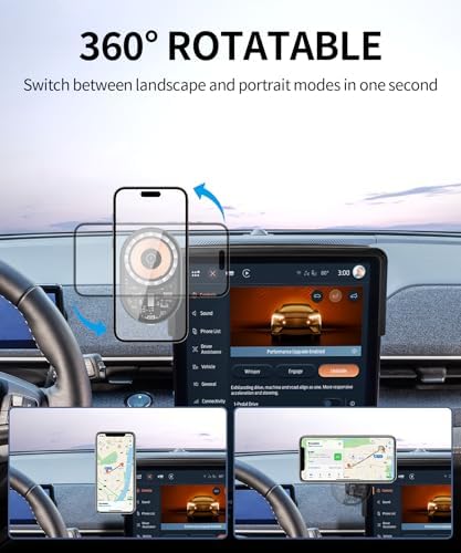 Ford Mustang Mach-E Wireless Charging Phone Holder (2021-2025) – Magnetic Cradle for 15.5-Inch Displays – 360° Adjustable Car Mount for Seamless Navigation and Fast Charging – Ultimate Mag Safe-Compatible Accessory for Enhanced Driving Experience
