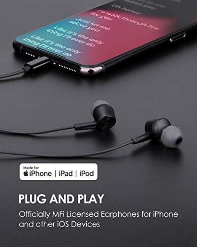 PALOVUE Lightning Connector Earbuds for i Phone | MFi Certified Earphones with Microphone Control | Noise-Isolating Design in Sweet Flow Black | Compatible with i Phone Models 14, 13, 12, 11, Pro Max, X, XS, XR, 8, 7 Plus | Superior Sound Quality and Comfort for Music and Calls | Durable Lightweight Earbuds Perfect for Daily Use