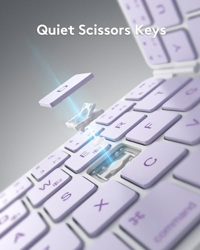 Samsers Portable Foldable Bluetooth Keyboard – Ultra Slim Wireless Keyboard with Stand for i OS, Android & Windows Devices – Rechargeable Multi-Device Travel Keyboard for Effortless Typing on the Go – Sleek Black Design