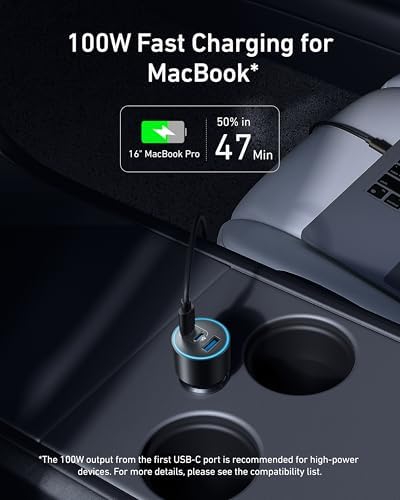 Anker 167.5 W Ultra-Compact 3-Port USB-C Car Charger for i Phone 16, Mac Book Pro/Air, Samsung S24/S23 – Fast Charging Adapter with Enhanced Compatibility for On-the-Go Power Solutions