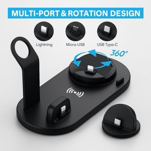 3-in-1 Wireless Charging Station for Multi-Device Convenience – Fast Qi Charger for i Phone, Samsung & More – Sleek Black Design for Home & Travel – Ultimate Solution to Eliminate Clutter and Ensure Device Readiness