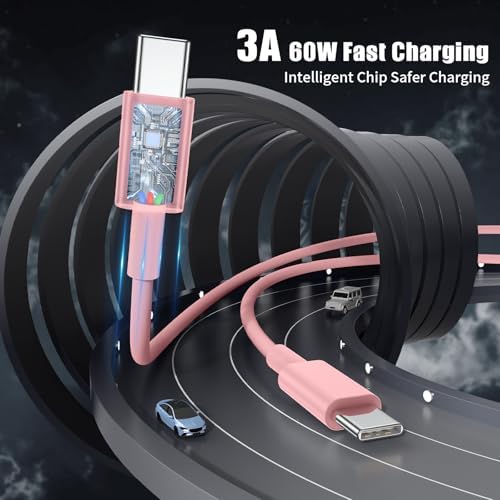 6-Foot USB C Cable for i Phone 15 – 3-Pack Durable Woven Fast Charging Solution for i Phone 16, Mac Book Pro, and Samsung Galaxy S23 Ultra – Optimal Length for Home, Office, and Travel Use – 60 W Power Delivery & High-Speed Data Transfer