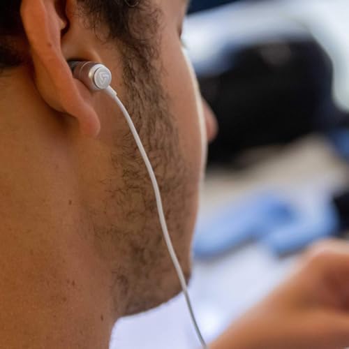 LUDOS Clamor Wired Earbuds – Premium Noise-Isolating In-Ear Headphones with Memory Foam Tips, Built-in Microphone, 5-Year Warranty – Perfect for i Phone and Samsung Users, Ideal for Students and Small Ears in Stylish Pink – Ultimate Sound Quality and Comfort for Everyday Use