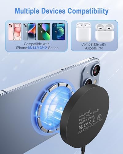 Elevate Your Charging Experience with the Ultimate Magnetic Wireless Charger – Fast Mag Safe 15 W Compatible with i Phone 16/15 Pro Series, Includes 20 W Type-C Adapter for Optimal Performance – Sleek White Design with LED Status Indicator for Effortless Charging on the Go