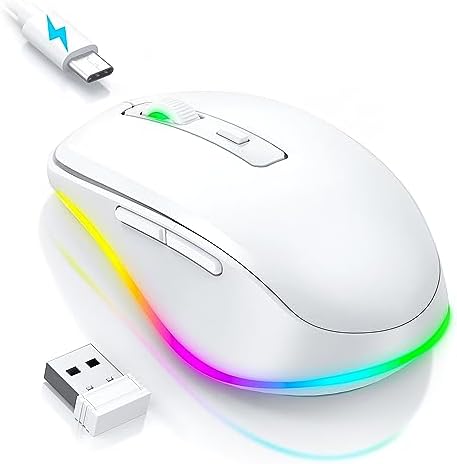 PEIOUS Rechargeable Wireless Mouse with LED – Innovative Jiggler Technology to Keep Your Computer Awake – Sleek Black Design for Optimal Comfort and Productivity