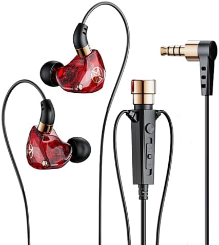 FEDAI KT-02 Wired Headphones – Premium Noise Cancelling Earphones with 3-Meter Cable for Optimal Comfort and HD Audio Experience – Perfect for Live Singing, Recording, and Streaming in Bold Red – Tailored for Creators and Audiophiles Seeking Exceptional Sound Clarity and Ergonomic Design