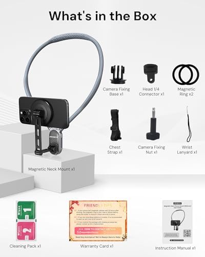 Revolutionize Your Content Creation with Our Adjustable Magnetic Neck Phone Holder – Hands-Free POV/Vlog Filming for i Phone & Android, 650 mm Versatile Neck Mount for Cooking, Riding, and Outdoor Adventures, Essential Accessory for Creative Innovators
