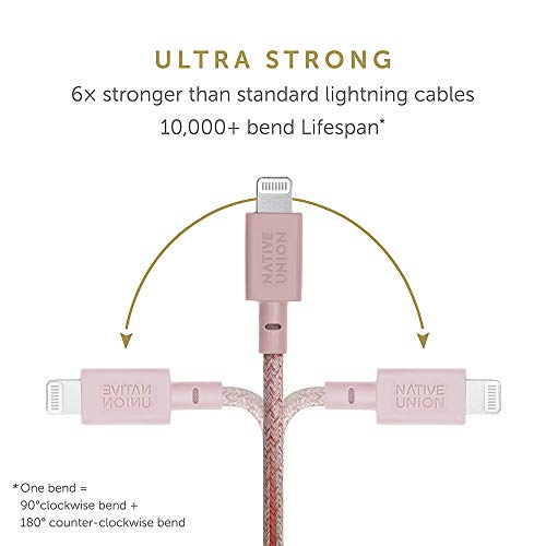 Revamp Your Charging Routine with Native Union 10 ft USB-C to Lightning Belt Cable – Ultra-Durable MFi Certified Cable for i Phone 14 Series & All Lightning Devices – Fast Charging & Data Transfer in Stylish Cosmos Finish for Enhanced Mobility and Performance