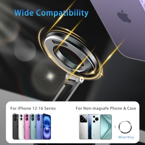 360° Rotation Vacuum Magnetic Phone Holder for Car, Strong Magnetic Suction Cup Phone Mount, Dual-Axis Adjustable Arm Phone Stand for iPhones 12-16 Series & All Smartphones – Enhanced Compatibility and Speed