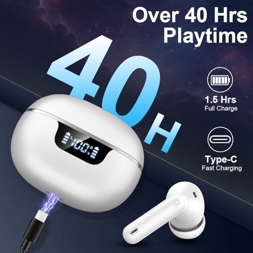 Revolutionary Bluetooth 5.4 Wireless Earbuds with Advanced Active Noise Cancellation – Enjoy Uninterrupted 40 Hours of Playtime, Ergonomic Design for Supreme Comfort, Featuring Immersive Stereo Sound and LED Battery Indicator – Effortlessly Connect to All Devices for an Enhanced Audio Journey