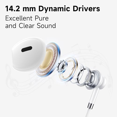 Ultimate USB C Earbuds for i Phone 16/15 & Samsung S23/S24/S25 – Wired In-Ear Headphones with Built-In Mic, Effortless Volume Control, and Superior Sound Clarity – Ideal for Music, Calls, and Podcasts – Lightweight & Rugged Design for Active Lifestyles