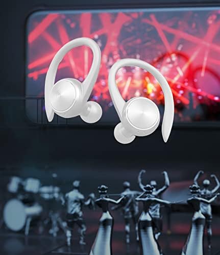 Revolutionary Bluetooth 5.0 Wireless Sports Earbuds with 48-Hour Battery and Smart LCD Display – Immersive Noise Cancelling Headphones for Active Lifestyles, Perfect for Workouts and Commutes (White)