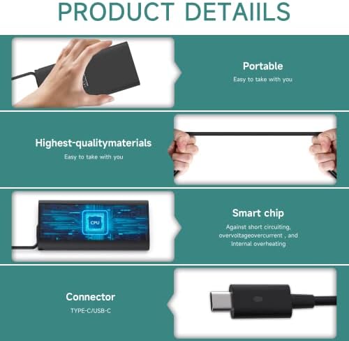 Premium 65 W USB-C Charger for Dell Inspiron 14 & 16 2-in-1 Laptops – Superior Power Delivery & Enhanced Safety Features for Models 7620, 7635, 7486, 7435 & More – Reliable AC Power Adapter with Built-In Protection & Fast Charging Capabilities – Ideal for Home, Office, and Travel Use