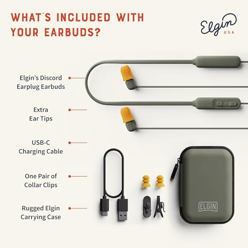 Elgin Discord Gen 3 Bluetooth Earplug Earbuds – OSHA-Compliant Wireless Noise-Isolating Headphones for Industrial Professionals, Engineered for All-Weather Durability, Enhanced Device Compatibility, and Unmatched Sound Clarity in Challenging Environments