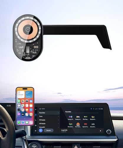 Wireless Charging car Phone Holder for Toyota Prius 2023-2025 Accessories 12.3 inch Screen Fixed Clip,360° Rotation car Phone Mount Compatible with MagSafe – Enhanced Compatibility and Speed