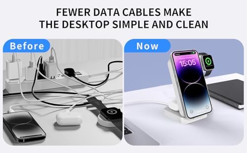 3-in-1 Wireless Charging Dock for Apple Watch, i Phone, and Air Pods – Fast, Efficient Multi-Device Charger Station for Enhanced Compatibility (Black)