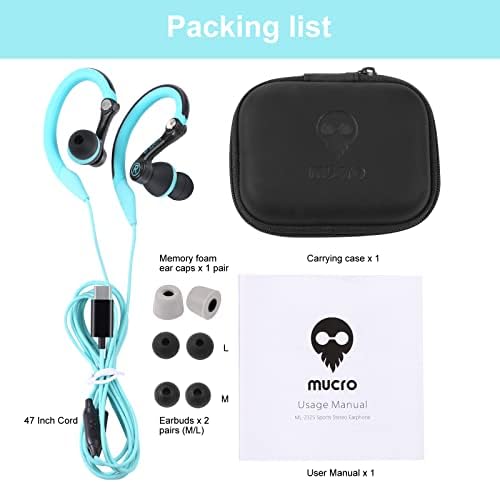 Experience Unmatched Performance with MUCRO Sports Wired Earbuds – Sweatproof Over-Ear Hook Design for Secure Fit, Enhanced Sound Quality, and Integrated Microphone for Calls – Ideal for Running, Gym Workouts, and High-Energy Activities – Compatible with 3.5 mm Jack Devices in Vibrant Green