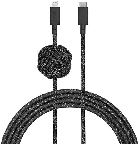 Native Union Night Cable – 10 ft Heavy-Duty USB-C to Lightning Charging Cable with Weighted Knot for i Phone 14 and Earlier – MFi Certified, Fast Charging, Stylish Zebra Design for Ultimate Convenience and Durability