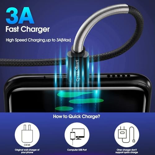 Cyven Premium 3 ft USB Type C Cable Duo Pack – Fast Charge & Data Transfer Cord, Durable TPE Construction, Compatible with Samsung Galaxy A Series, LG V Series, and More – Stylish Pink Design for Enhanced Performance and Versatility