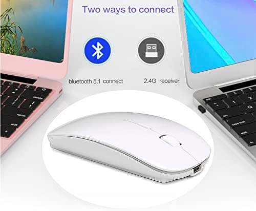 Sleek Bluetooth Wireless Mouse for Mac, Windows & i Pad – Ergonomic Design, High-Precision Navigation, Rechargeable & Dual-Mode Compatibility (Gray & Black) – Elevate Your Productivity with Clutter-Free Connectivity