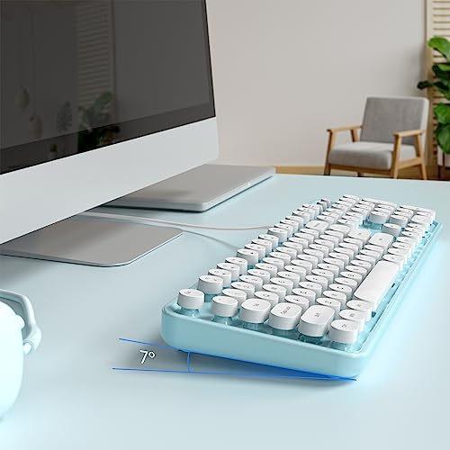 Illuminate Your Workspace with the Large Print Backlit Keyboard – Ergonomic USB Wired Multimedia Keyboard with Rainbow LED Lighting for Enhanced Comfort and Visibility on Windows PCs & Laptops
