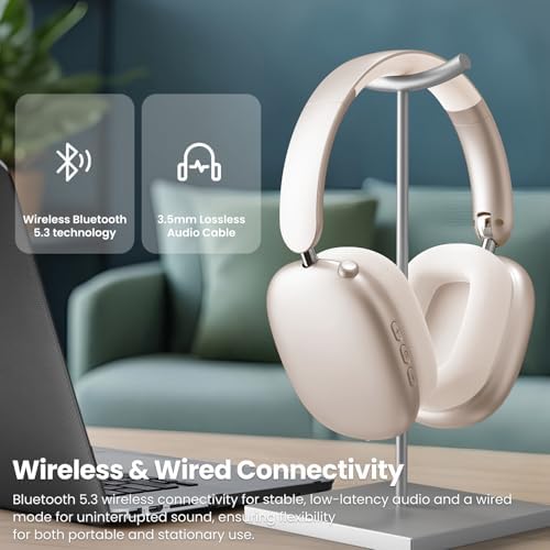 Transform Your Listening Journey with Y01 Wireless Over-Ear Headphones – Advanced Bluetooth 5.3, Superior Noise Cancellation, 48-Hour Battery Life, and Exceptional Comfort in Elegant Pink – Perfect for i OS, Android, Samsung, and PC Enthusiasts Seeking Seamless Audio Bliss